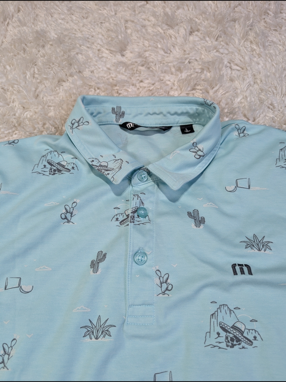 Travis Mathew Light Blue Desert-Print Polo
